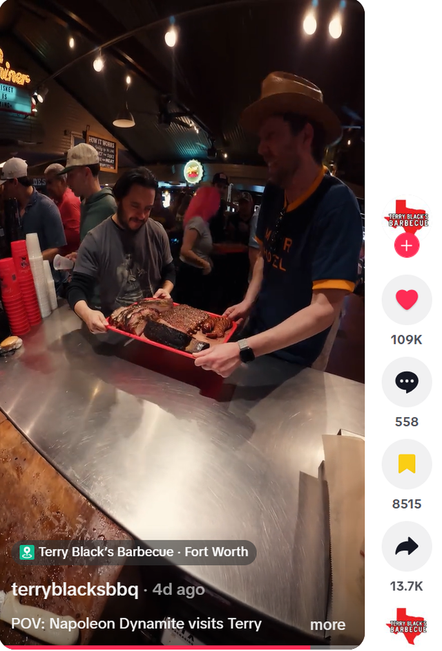 Efren Ramirez (left) and Jon Heder (right), also known as Pedro and Napolean Dynamite from “Napolean Dynamite,” paid a visit to Terry Black’s in Fort Worth.